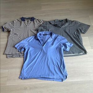 Tommy Hilfiger Navy and White Striped Vintage Polo